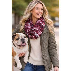 Mississippi State‎ Infinity Scarf Bulldogs Maroon White Geometric Logo